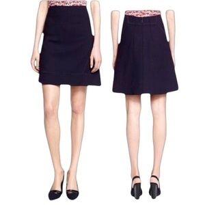 Tory Burch Women's Navy Thea A-line Wool Skirt NWT Size 14